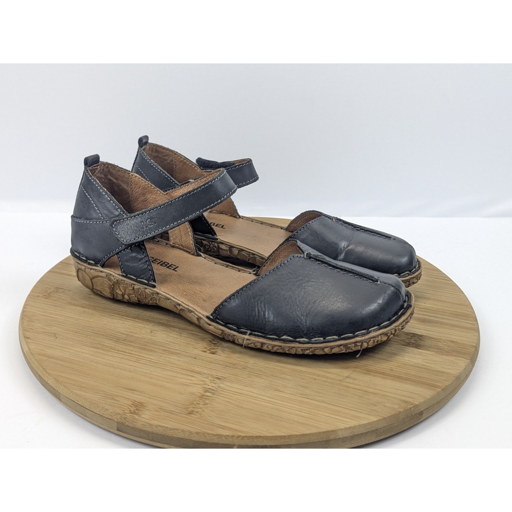 Josef Seibel Sandals Shoes Womans 7.5 Rosalie Mary Black Leather JS Casual